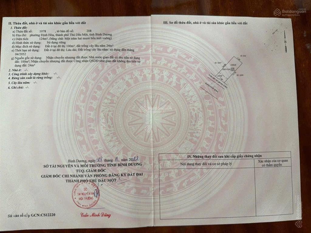 Bán nhà phường định hòa gần bệnh viện phương chi, đường dx81, dt 124m2 thổ cư 100m2, hướng tây nam