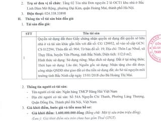 Bán mảnh đất tại thôn lạc nhuế, xã thụy hòa, huyện yên phong, tỉnh bắc ninh