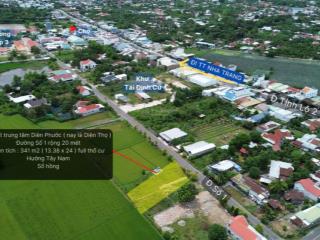 Bán đất mặt tiền đường nhựa 20 m, trung tâm xã diên phước,diên khánh,dt 341 m2,full thổ