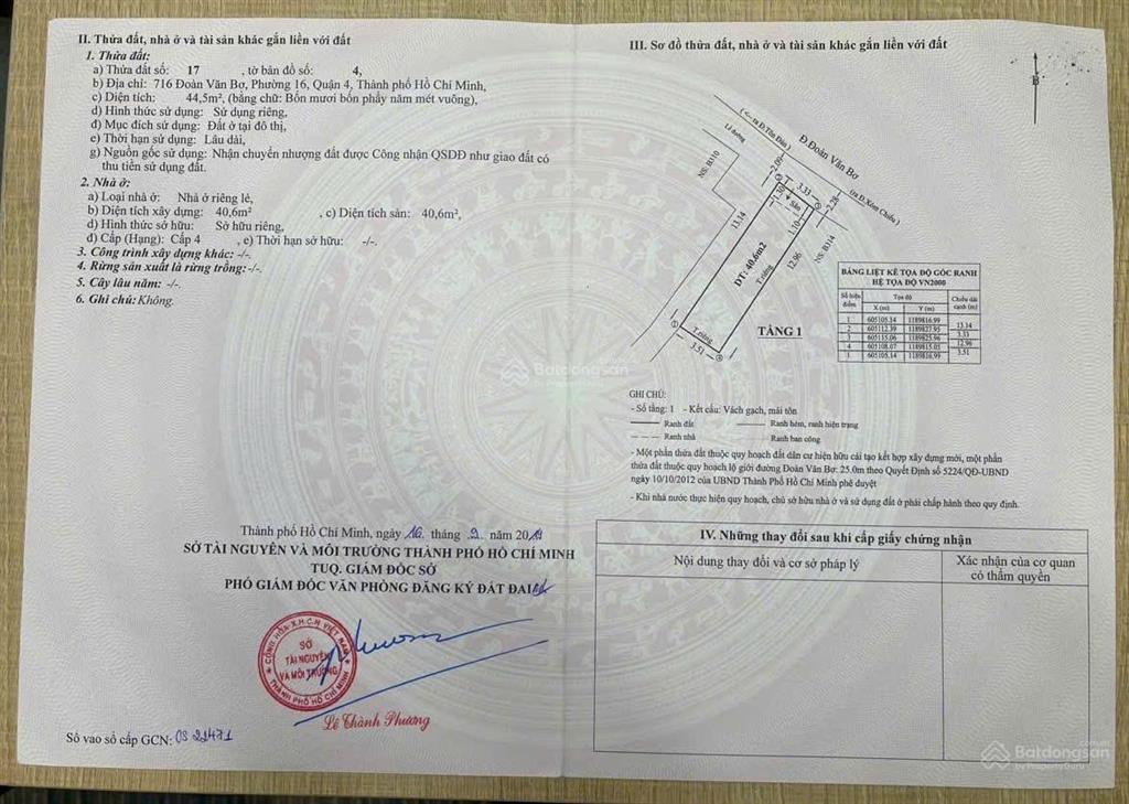 Chính chủ bán nhà cấp 4 mt đoàn văn bơ, quận 4, thích hợp kinh doanh và ở. 0777 789 ***