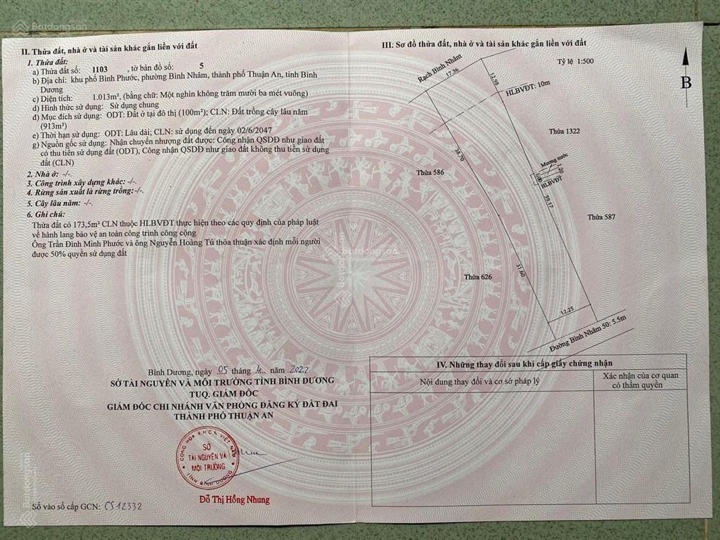 2 mặt tiền sông bình nhâm và bình nhâm 58, thuận an, bd