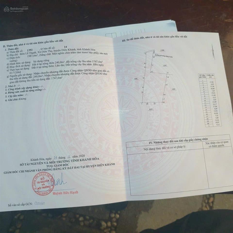 Cần bán nhà vườn xã diên thọ, diên khánh giá rẻ chỉ 3.5 tỷ ( chỉ 1,7tr/m2 )