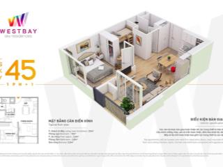 Bán căn hộ 1pn + 1, hướng mát, view nội khu  chung cư west bay, kđt ecopark