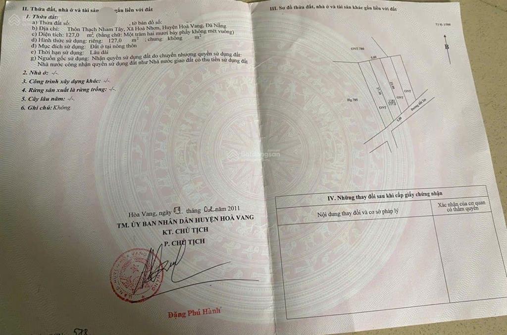 Đất thạch nham tây sau lưng chợ hòa nhơn, gần đường dh2, 98m2.