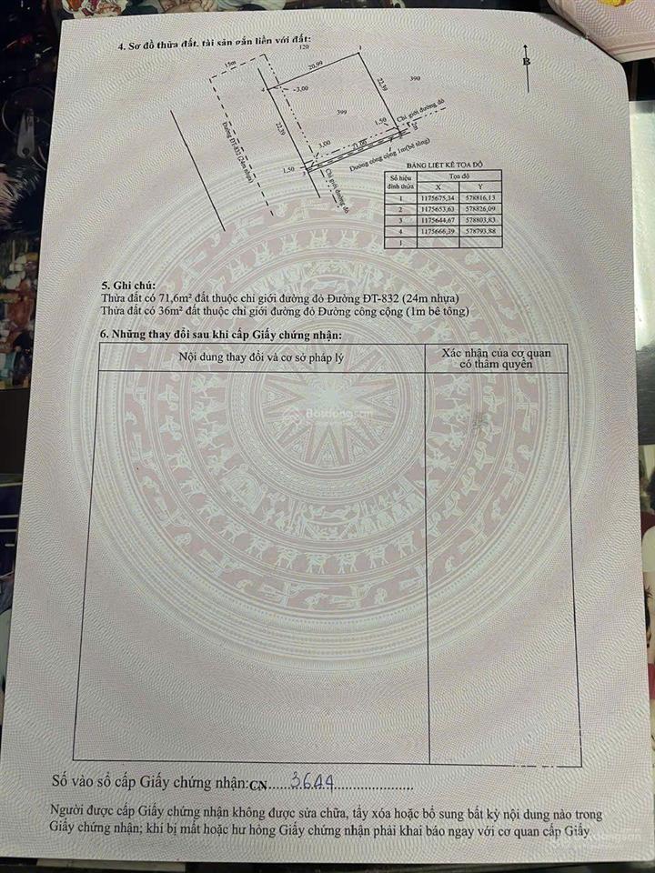 Bán 872m2 tỉnh lộ 832 nhựt chánh, bến lức