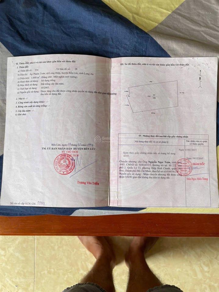 Bán đất đẹp 1.000m2 đường lò heo, bến lức