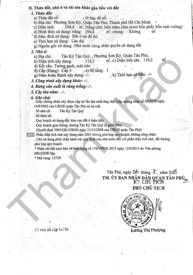 Bán nhà mặt tiền tân kỳ tân quý, dt 7mx30m, cấp 4, gần ngã 3 lê trọng tấn  trường chinh