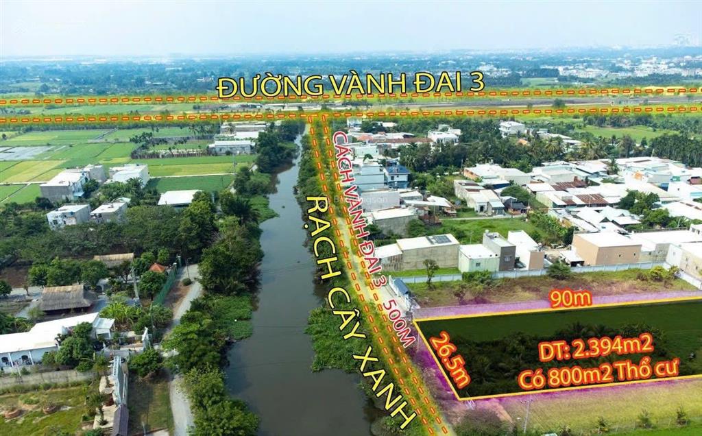 2.400m2 mặt tiền rạch cây xanh thổ cư 800m2