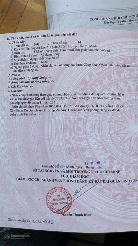 Bán đất hẻm xe hơi vị trí đẹp 80/ đường số 6 khu tên lửa, dt 4x22m, hướng tây