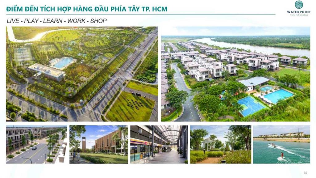 Nhà phố vườn 6x15m  trục thông 16m trong đại đô thị waterpoint 355ha  3 mặt sông vàm cỏ đông