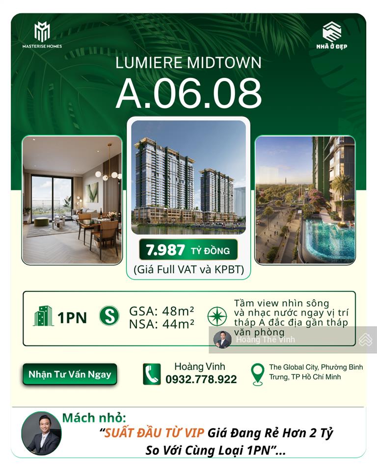 Hàng hot 2 ngủ tại lumiere midtown giá huỷ diệt gọi ngay hoàng vinh quản lý giỏ hàng