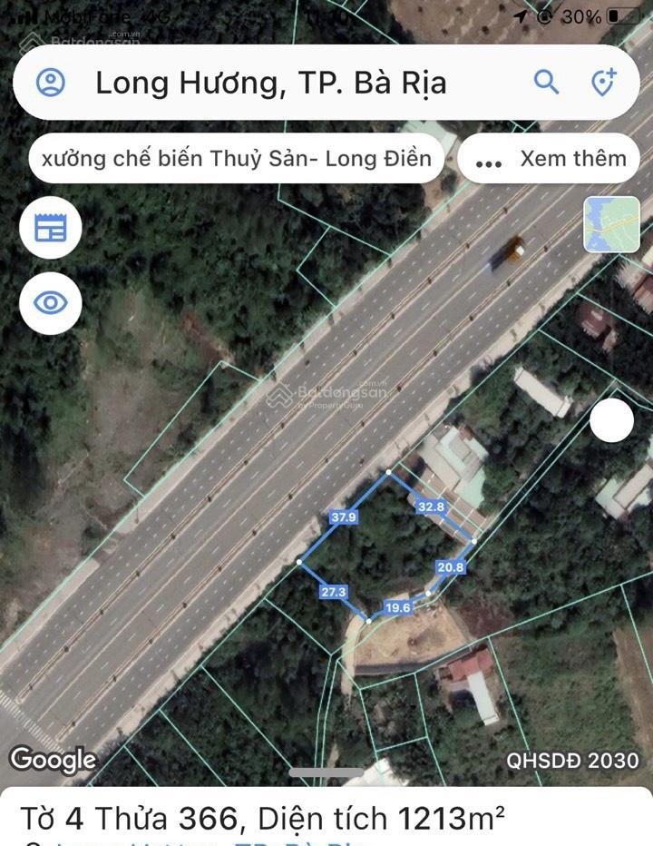 Bán đất 2 mặt tiền. dt 1.541,4m2 đường tuyến tránh ql 56 phường long hương tp bà rịa vũng tàu