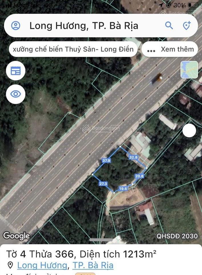 Bán đất 2 mặt tiền trước sau quốc lộ 56 view núi (ngang 38m). p long hương. bà rịa vũng tàu
