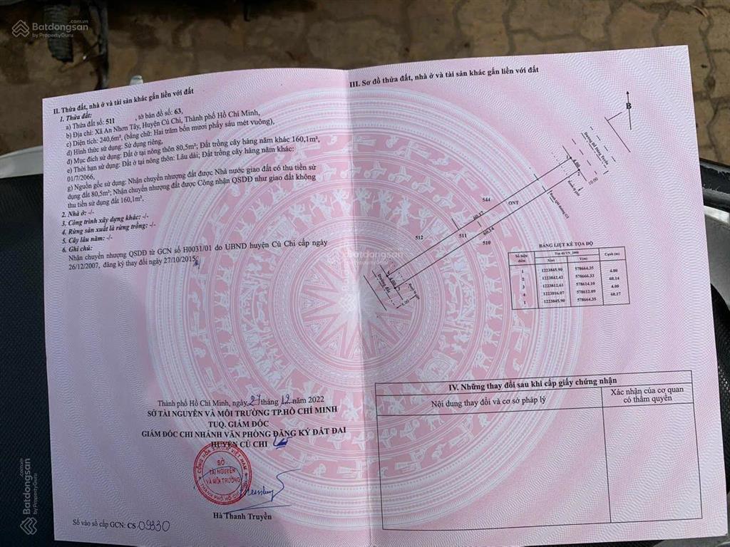 Bán 2 mặt tiền đất đỗ đăng tuyển, 2,55 tỷ, 240m2, view đẹp, củ chi, hcm