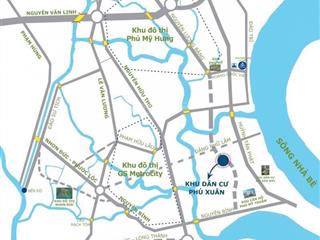 Bán gấp đất nền dự án phú xuân vạn phát hưng, 52 triệu / m2, 240 m2 view rạch tại nhà bè, hcm