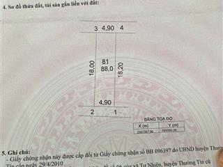 Chính chủ cần bán đất xã tự nhiên  thường tín, mt 5m, đường thông, 3 mặt thoáng