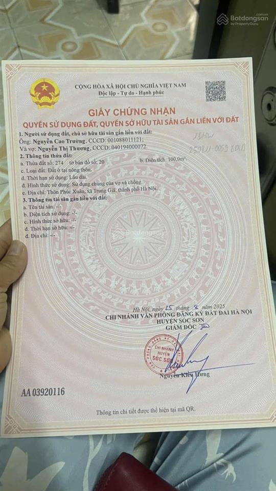 Cần bán gấp lô đất 100m2 full thổ cư thuộc làng du lịch nghỉ dưỡng phúc xuân chỉ 900triệu