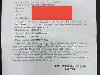 Chính chủ ra hàng lô góc khe thoáng tđc0701 khu đô thị hud sơn tây thị xã sơn tây hà nội