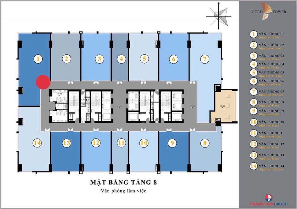 Bán sàn văn phòng gold tower, toà nhà hoàng huy 275 nguyễn trãi  141m2 giá ngoại giao