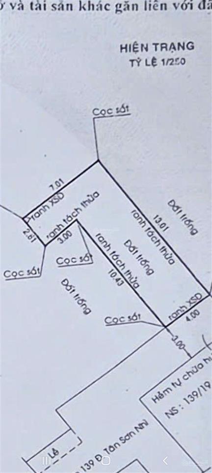 Bán lô đất lọt khe tân sơn nhì dt 4x13m nở hậu 7m có gpxd sẵn