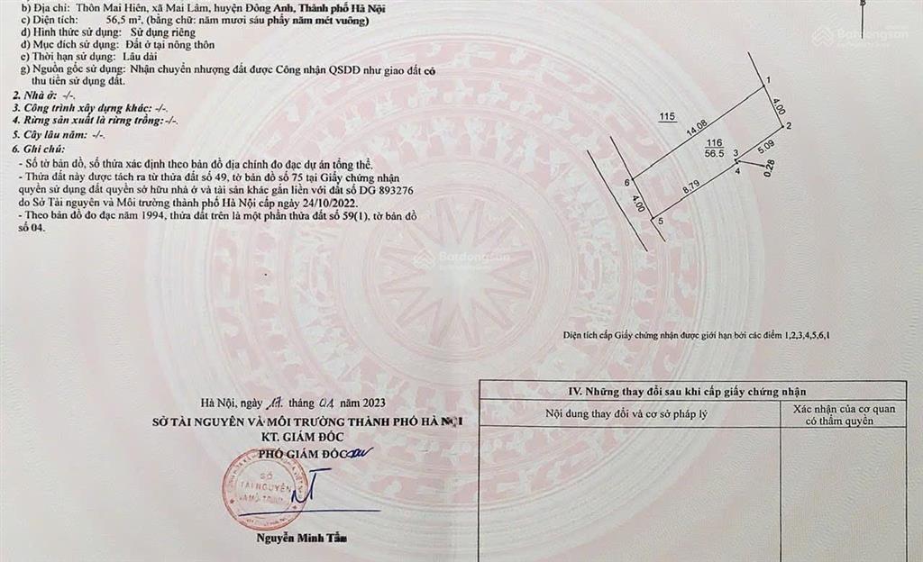 Tìm đâu ra giá 7x triệu/m2 mai hiên đông anh (mai lâm cũ) diện tích 56,5m2, mặt tiền 4m