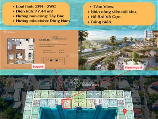 Suất nội bộ tại vung tau centre point, 3,662 tỷ, 87,6m2, 2pn, 2wc, hướng đông nam.
