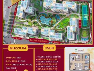 Căn 3pn glory heigh gh2 vị trí ngay trung tâm,sát ngay vincom,giá 5 tỷ all in, tầng cao, hướng mát
