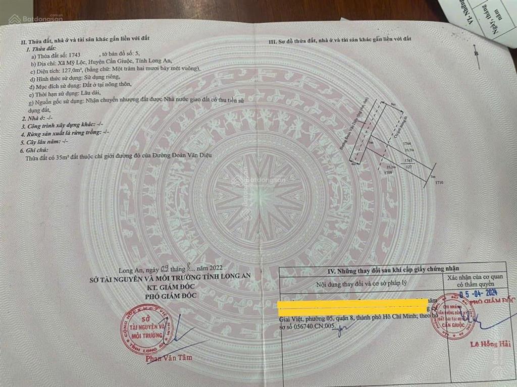 Bán đất đoàn văn diệu, mỹ lộc, cần giuộc, long an, 1,3 tỷ, 127m2 đẹp, nhiều tiện ích