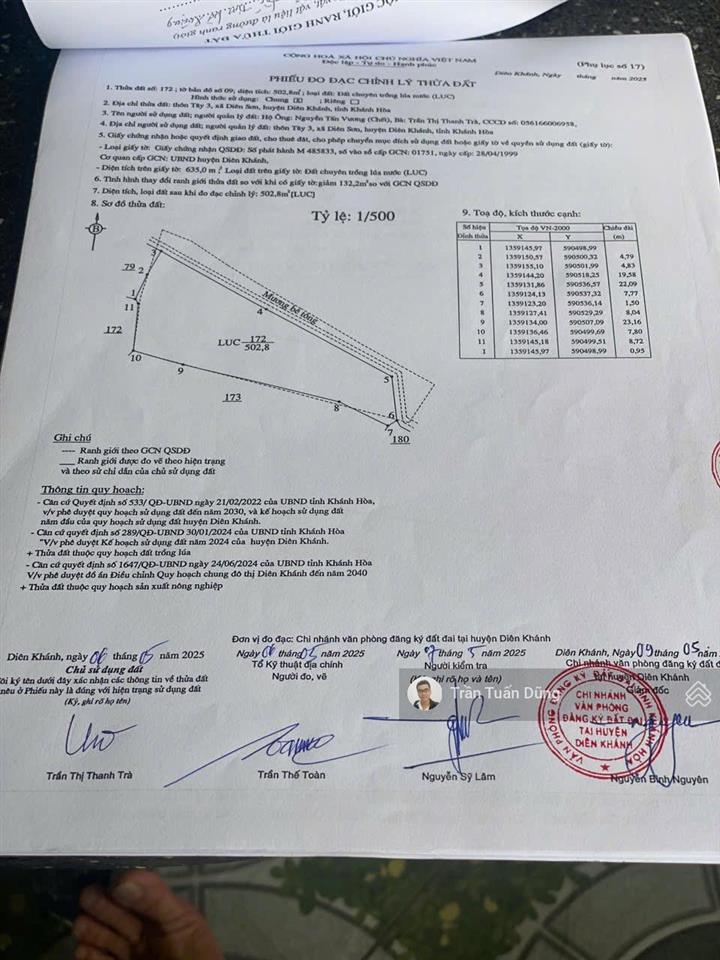 Bán lô lúa diên sơn diên khánh giá 95tr