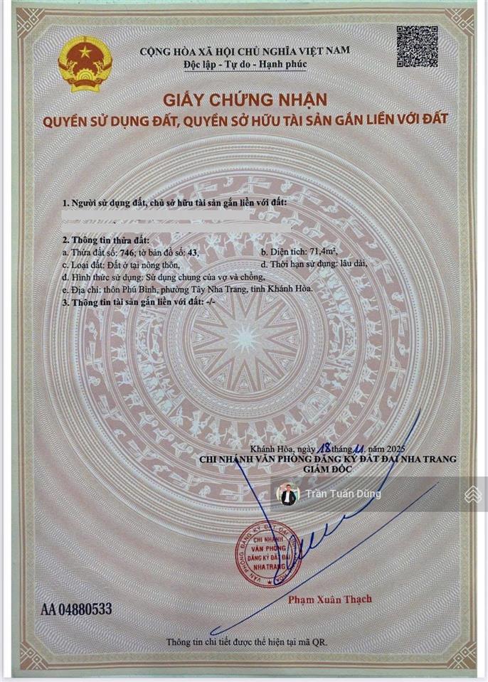 Bán gấp lô phường tây nha trang giá rẻ