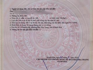 Bán lô góc 2 mặt tiền đường thân nhân trung, hòn sện, vĩnh hoà, nha trang. dt 126,8m2. ngang 6.97m