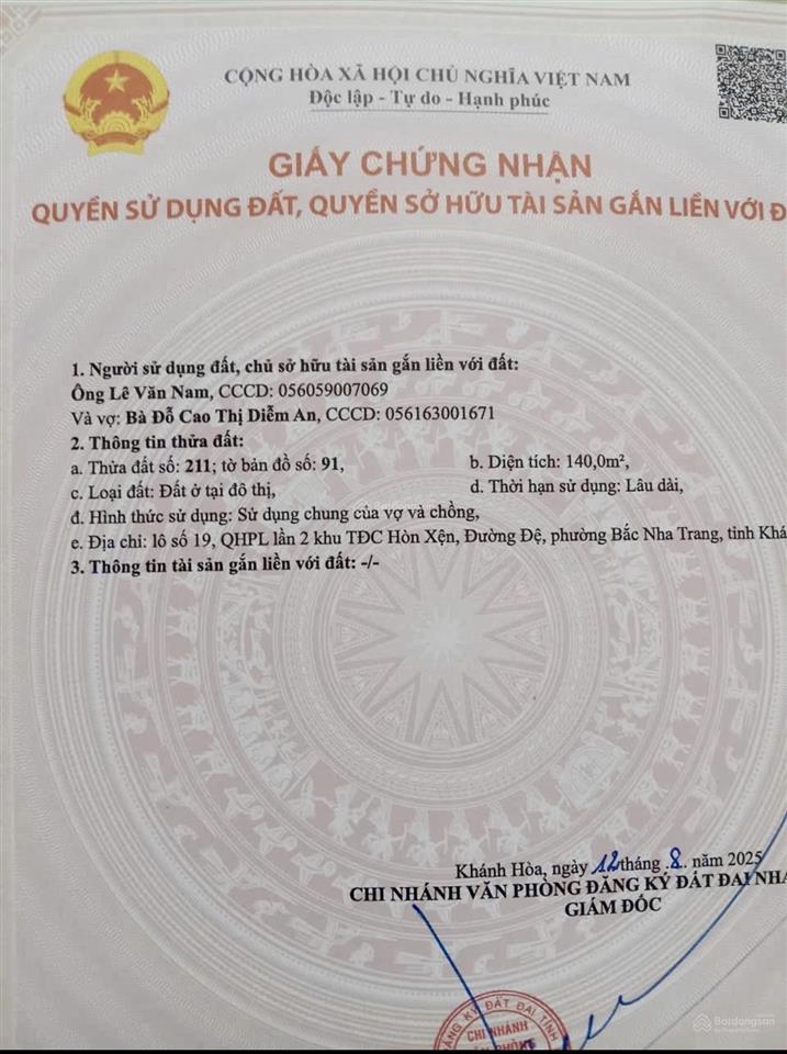 Bán đất đường triệu quang phục, vĩnh hoà, nha trang. dt 310m2. ngang 15,5m sổ hồng.  0931 183 ***