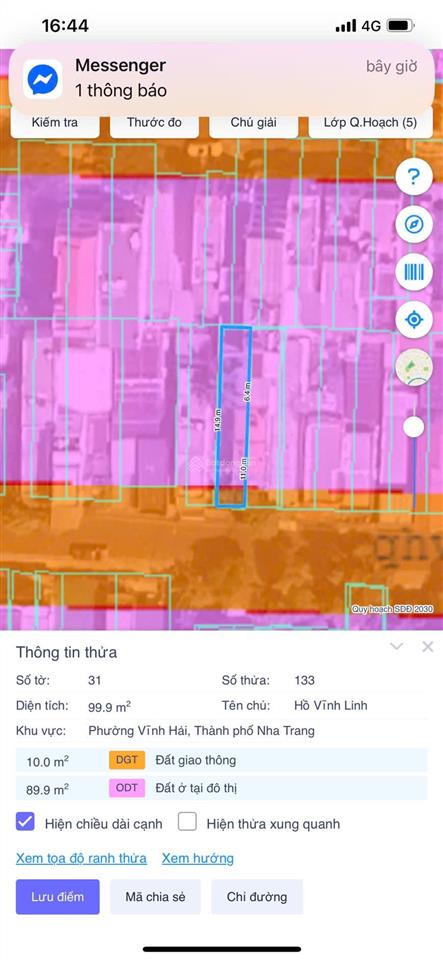 Bán đất đường phạm ngọc thạch, vĩnh hải, nha trang. dt 205m2. ngang rộng 9m. hướng nam. giá 26 tỷ