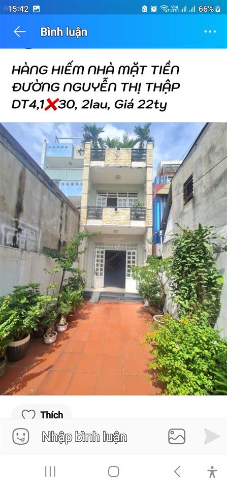 Bán nhà mặt tiền đường nguyễn thị thập, dt 4,1x30m 2lầu, 5pn, 3wc, khu kinh doanh mua bán, giá 22tỷ