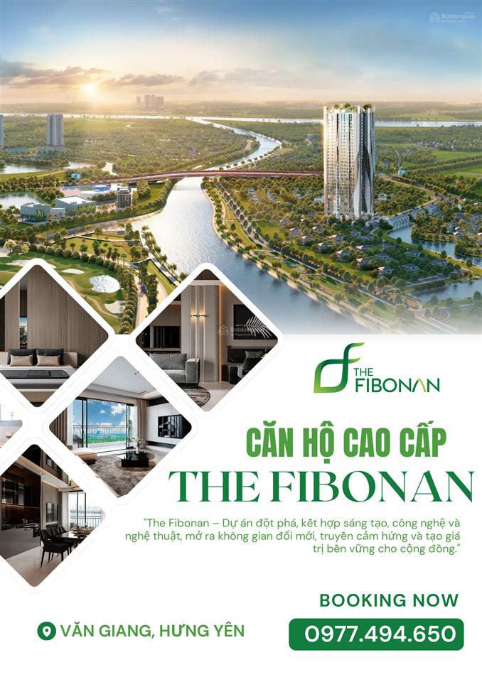 Siêu phẩm 2pn view sân golf & sông bắc hưng hải dự án the fibonan, giá chỉ từ 3,4 tỷ!