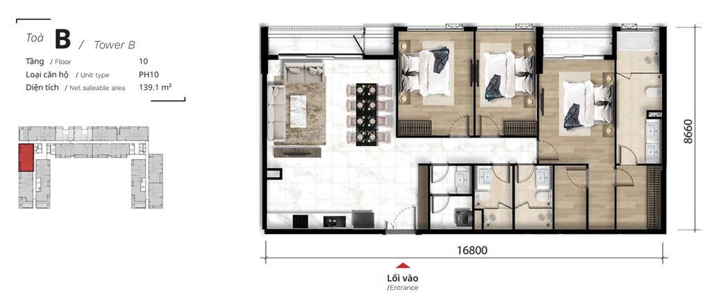 Penthouse the ten, phường bình dương, 139m2 giá chỉ 9.265 tỷ  ms phượng 0906 317 ***