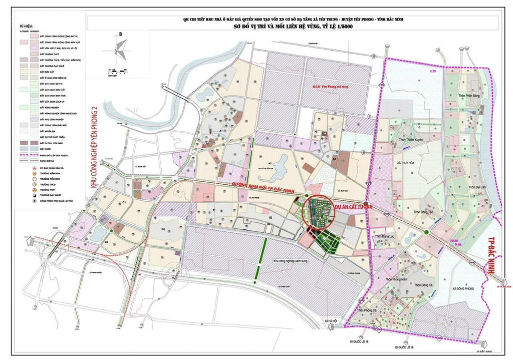 Bán đất thụy hòa yên phong bắc ninh ô tô, sát kđt cát tường, đường 285b rộng 80m giá 1,58tỷ (97m2)