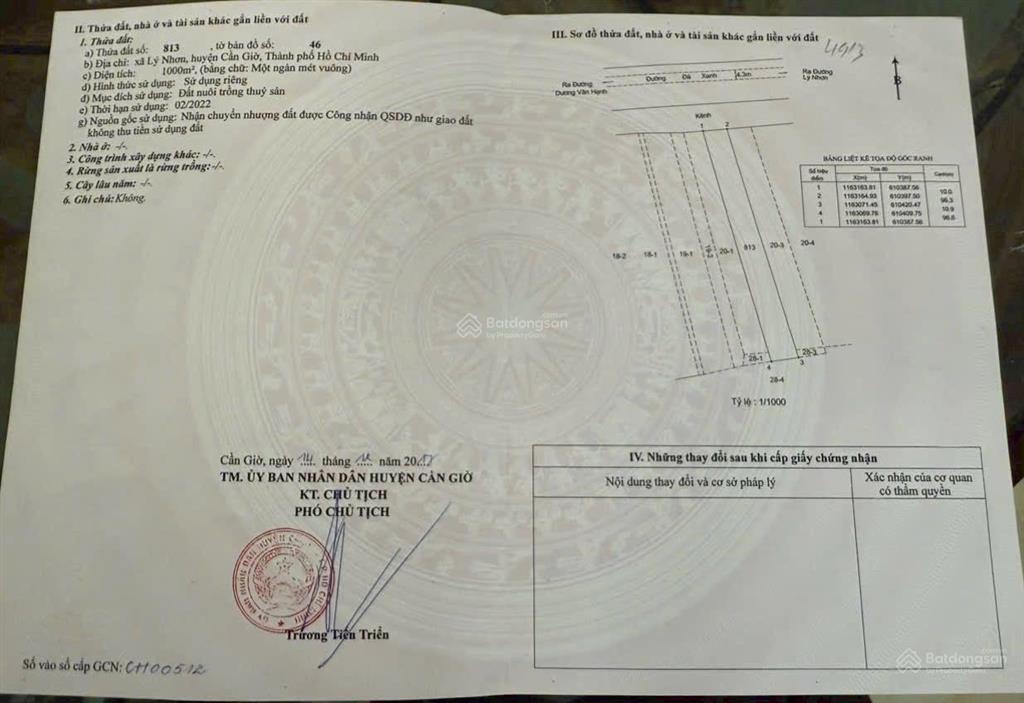 Nhanh tay sở hữu lô đất giá tốt ở xã lý nhơn, huyện cần giờ, hồ chí minh, với diện tích rộng rãi