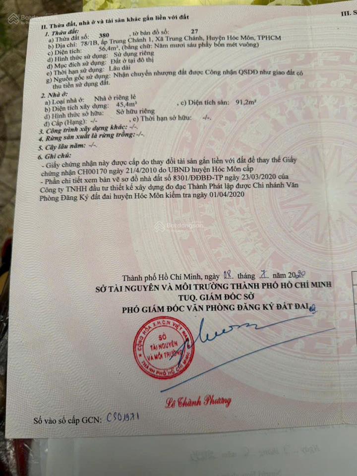 Nhà 1 lầu shr mặt tiền đường lê lợi ,trung chánh , hóc môn 4ty290 (tl)