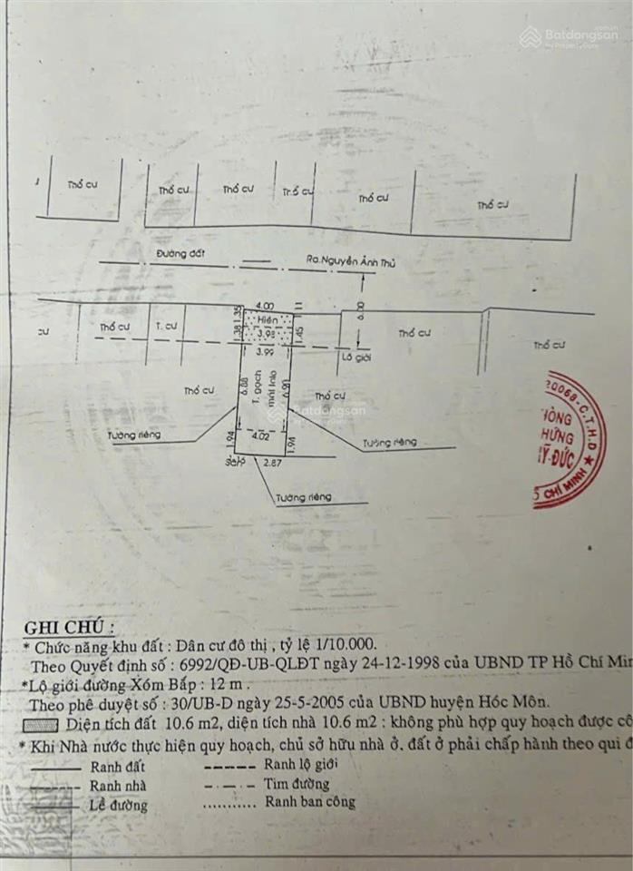 Mặt tiền đường xóm bắp, trung chánh, hóc môn 4ty2 bớt lộc