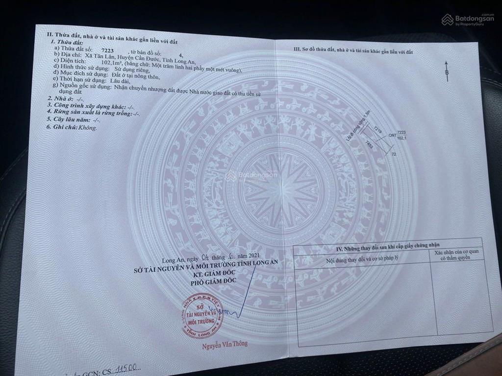 Ccb đất 102.1m2, đường nhựa kênh 29m, cần đước, long an
