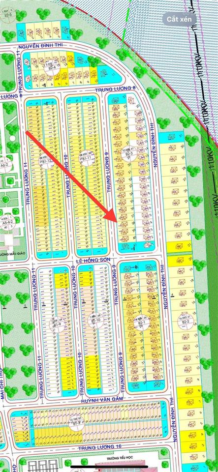 Đất bt 250m2 đường trung lương 9  khu đảo vip hoà xuân