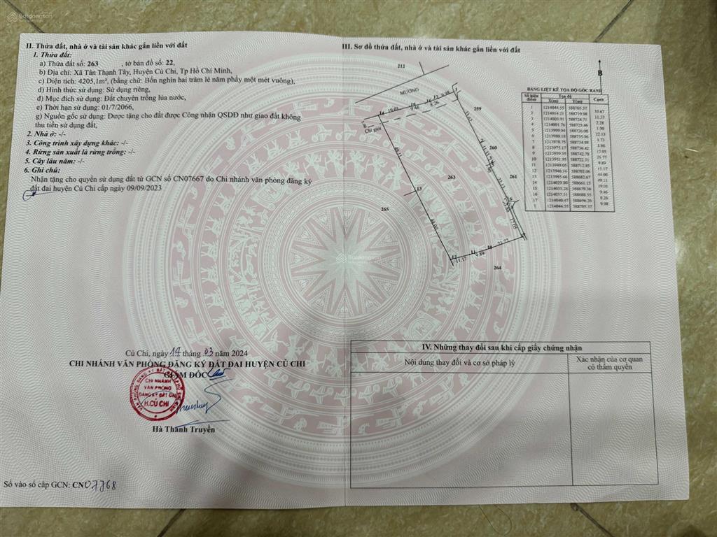 Bán nhanh đất xã tân thạnh tây, diện tích 4.205 m2, giá 9 tỷ đồng (giảm 1 tỷ đồng)