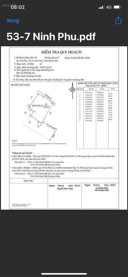 Chính chủ cần bán gấp mảnh đất 200m2 2 mặt tiền đường 20m khu dân cư ninh phú ninh hoà