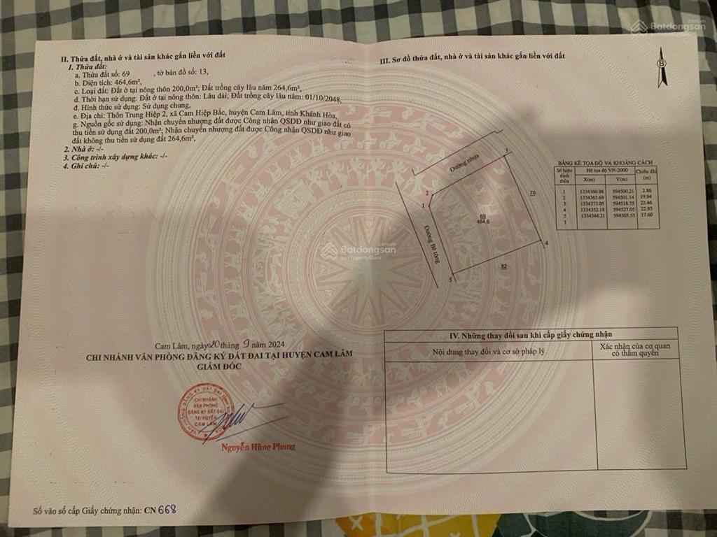 Bán lô góc siêu đẹp đường tránh ql1a 68m cam hiệp bắc, thổ cư 100%, tách đc 4 lô giá siêu đẹp