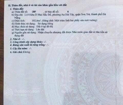 Bán đất mặt tiền 29 mai hắc đế. đối diện cầu rồng