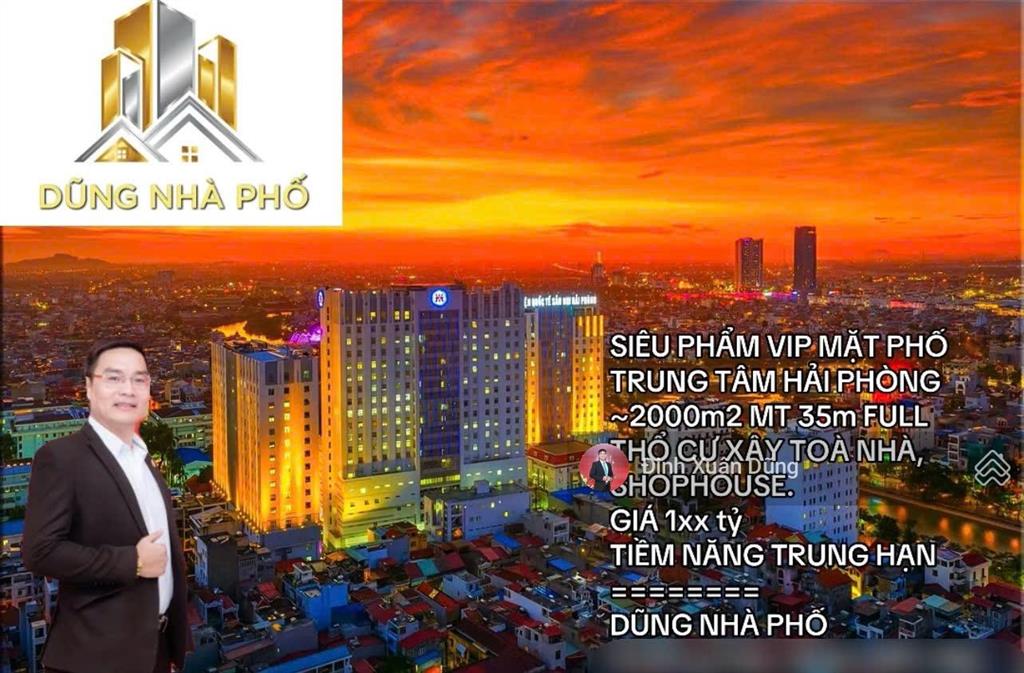 Mặt phố trung tâm gần hoàng diệu, lê thánh tông 1780m2 mặt tiền vip 35m lô góc đẹp xây toà nhà
