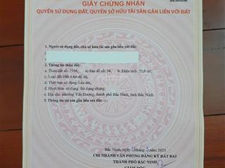 (chính chủ) bán đất tại lãm làng, 5,8 tỷ, 72m2, bắc ninh
