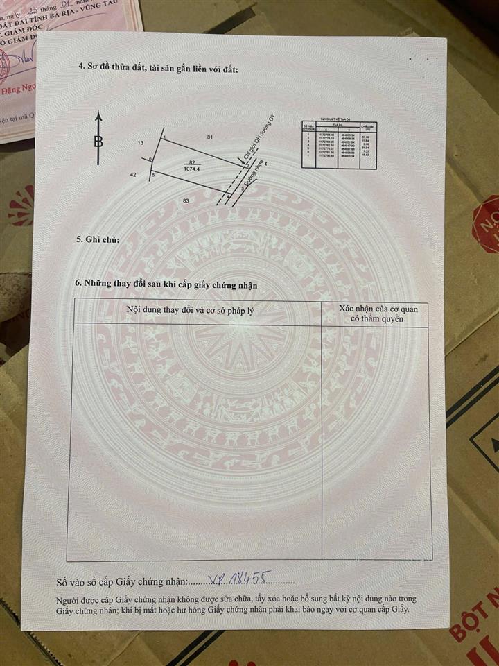 Đất nền đẹp tại xã hòa hội, xuyên mộc, bà rịa vũng tàu, 1,7 tỷ, 1074,4 m2