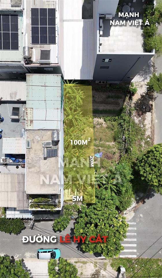Bán lô lê hy cát  100m2, cách sông 50m, nam việt á vị trí vip